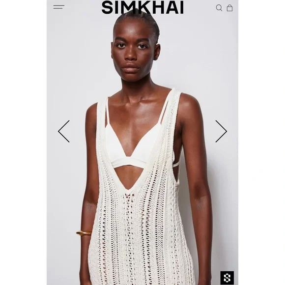 Jonathan Simkhai Ivory Kamilah Crochet Fringe Tank Midi Dress Small NWOT - Picture 7 of 13